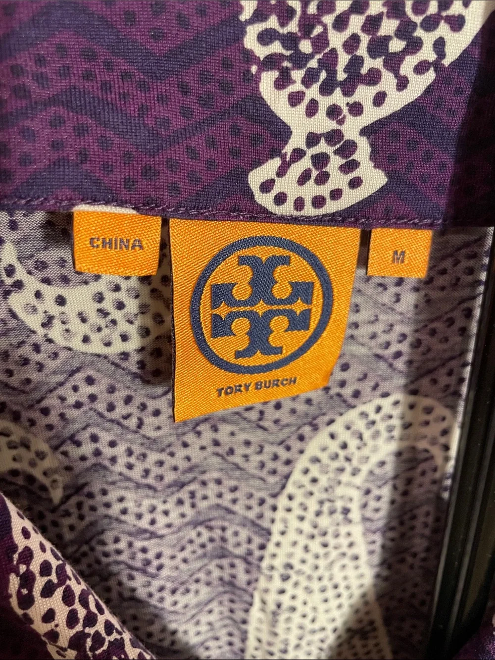 Tory Burch Purple Midi Dress with White Abstract Print - Picture 2 of 5
